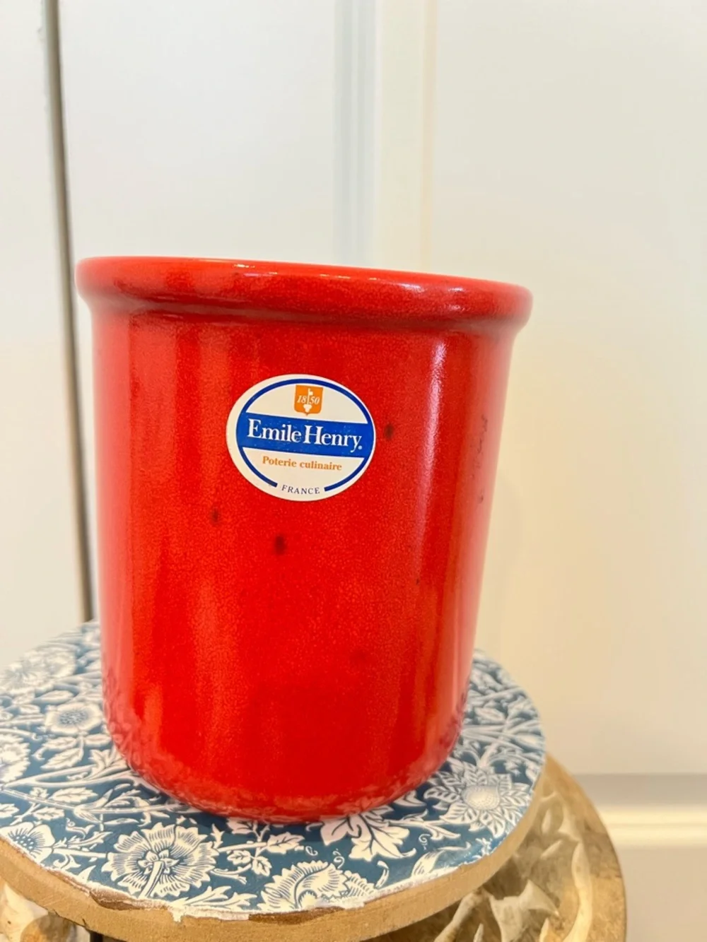 Red Ceramic Utensil Holder